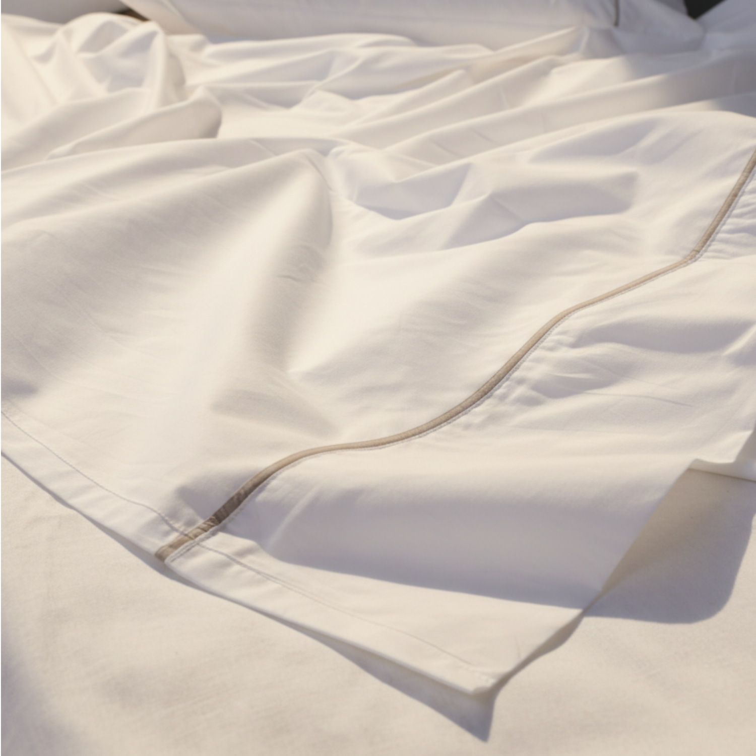 Light Grey Crisp Cool Percale Piped Duvet Set